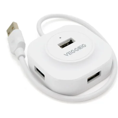 Концентратор VEGGIEG USB 2.0 to 4xUSB 0.3m white (V-U2407)
