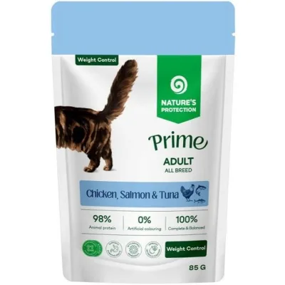 Вологий корм для кішок Nature's Protection Prime Adult Cats Weight Control Chicken, Salmon and Tuna 85 г (NPPR47917)