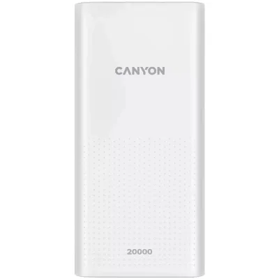 Батарея універсальна Canyon 20000mAh, Input 5V/2A, Output 5V/2.1A(Max), White (CNE-CPB2001W)