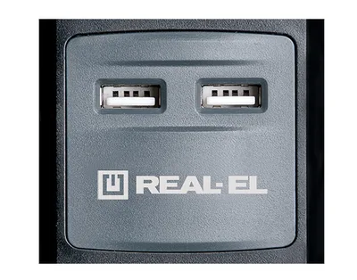 Мережевий подовжувач REAL-EL RS-3 USB CHARGE 1.8m, black (EL122500001)