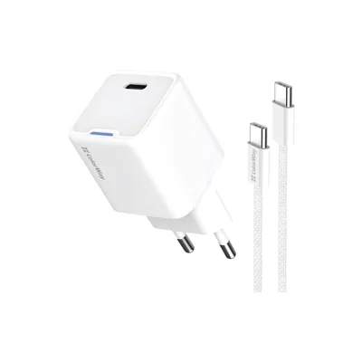 Зарядний пристрій ColorWay GaN Mini 25W PD Port PPS USB-C white cable Type-C (CW-CHS052PDC-WT)