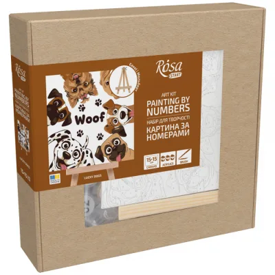 Картина по номерам Rosa Lucky Dogs, 15х15см, з мольбертом (4823098548560)