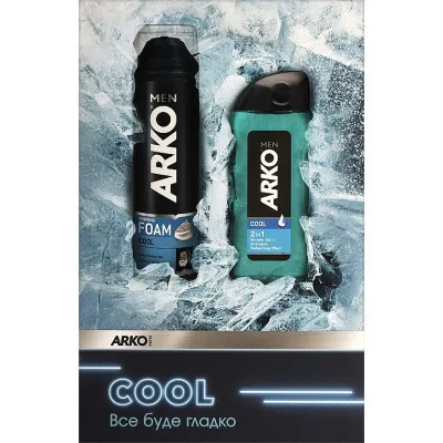 Набір косметики ARKO Men Cool Піна для гоління 200 мл + Гель для душу 260 мл (8690506546717)