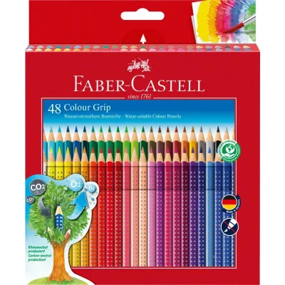 Олівці кольорові Faber-Castell Grip, акварельні, 48 кольорів в картонній коробці, 112449 (26535)