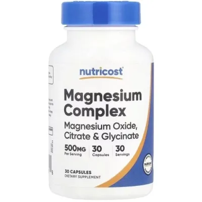 Вітамінно-мінеральний комплекс Nutricost Магнієвий комплекс, 500 мг, Magnesium Complex, 30 капсул (NCS57408)