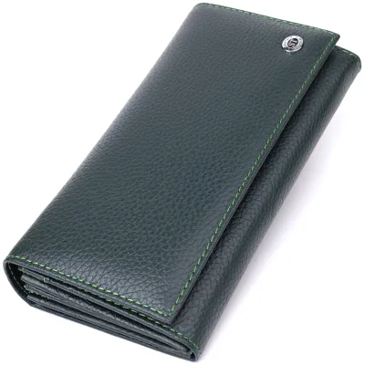 Гаманець ST Leather З натуральної шкіри Зелений (23099)