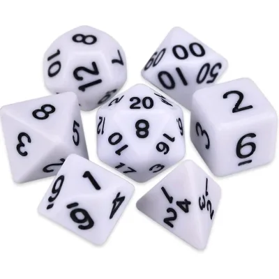 Набір кубиків для настільних ігор Games 7 Days Opaque 7 Dice Set - White (g7dopaq07)