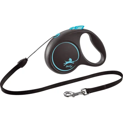 Повідець для собак Flexi Black Design S трос 5 м (блакитний) (4000498033333)