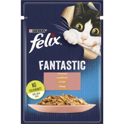 Вологий корм для кішок Purina Felix Fantastic з лососем у желе 85 г (7613039832912) (упаковка 26 шт)