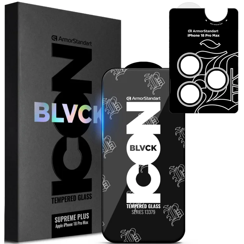 Скло захисне Armorstandart Supreme Plus Black Icon Apple iPhone 18 Pro Max (ARM91942)