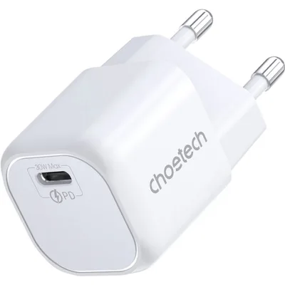 Зарядний пристрій Choetech 1хUSB-C 30W PD QC3.0 PD5007 white (PD5007-EU-WH)