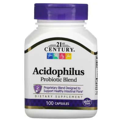Пробіотики 21st Century Суміш пробіотиків, Acidophilus, 100 капсул (CEN-21339)