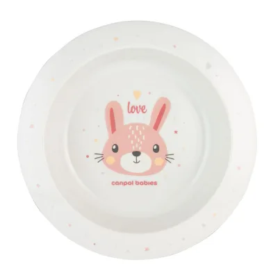 Тарілка дитяча Canpol babies CUTE ANIMALS мисочка пластикова, рожева (4/412_pin2)