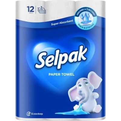 Паперові рушники Selpak 3 шари 80 відривів 12 рулонів (8690530125001)