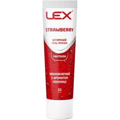 Інтимний гель-змазка Lex Condoms Strawberry Зволожуючий З ароматом полуниці 30 мл (7640341151912)