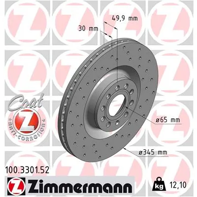 Гальмівний диск ZIMMERMANN 100.3301.52
