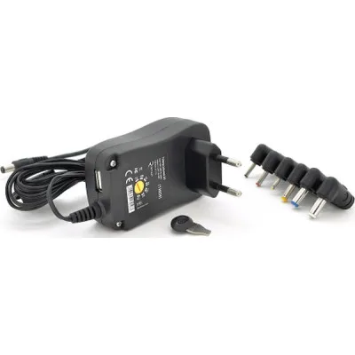 Блок живлення мережевий Voltronic 30W Universal, Output 3V-12V, 2.35*0.75/ 3.0*1.1/3.5*1.35/4.0*1.7 /5.5*2.1/5.5*2.5 (13056 / YT-UPS30W)