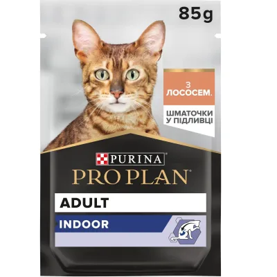 Вологий корм для кішок Purina Pro Plan Adult Indoor Nutrisavour Для кішок, що живуть у приміщенні З лососем 85 г (8445290172990) (упаковка 26 шт)