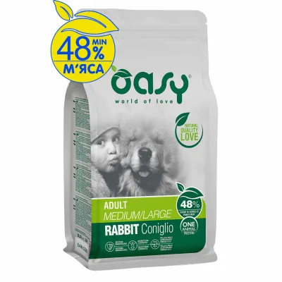 Сухий корм для собак OASY One Animal Protein ADULT Medium/Large з кроликом 18 кг (8053017349336)