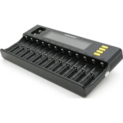 Зарядний пристрій для акумуляторів Liitokala 12 Slots+2, Ni-Mh/Li-ion/LiFePo4/Крона, LED+LCD (Lii-S12)
