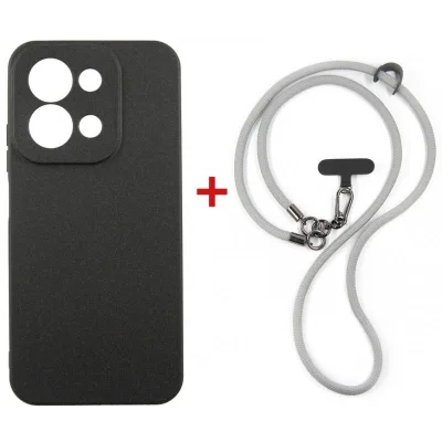 Чохол до мобільного телефона Dengos Case + Cross-body Strap Xiaomi Redmi 15C Black+Grey (DG-KM-CCRB-47)