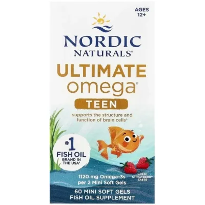 Вітамінно-мінеральний комплекс Nordic Naturals Омега-3, риб'ячий жир для підлітків, смак полуниці, Teen, Ultima (NOR-06110)