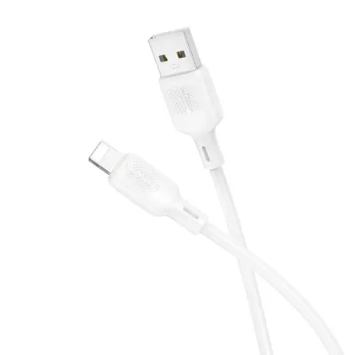 Дата кабель USB 2.0 AM to Lightning 1.0m Lenny silicone BX113 white BOROFONE (6941991115400)