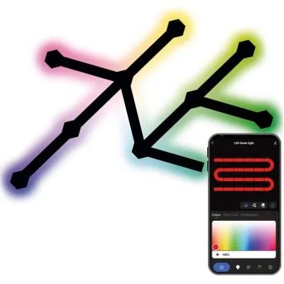 Світильник EMOS ZIW269R LINES 9шт. 34 Вт, RGBIC, WIFI black (ZIW269R)