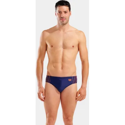 Плавки Arena Double Graphic Swim Briefs 010951-705 темно-синій, помаранчевий 90 (3468337766322)