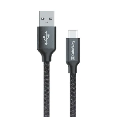 Дата кабель USB 2.0 AM to USB-C 1.0m 2.1А black ColorWay (CW-CBUC003-BK)
