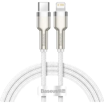 Дата кабель USB-C to Lightning 1.0m Cafule Metal PD 20W white Baseus (CATLJK-A02)