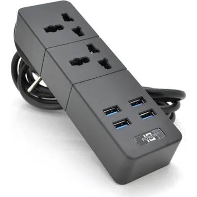 Мережевий фільтр живлення Voltronic TВ-Т07, 2роз, 4*USB Black (ТВ-Т07-Black)