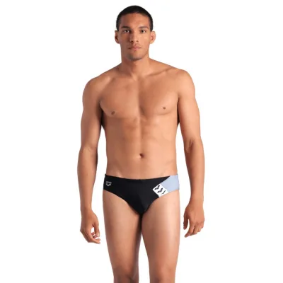 Плавки Arena Stripe Swim Briefs 007929-550 чорний, сірий 100 (3468337395133)