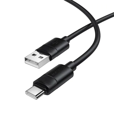 Дата кабель USB 2.0 AM to USB-C 1.0m silicone BX123 Leya black BOROFONE (6941991124211)