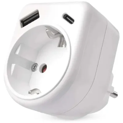 Зарядний пристрій EMOS 1xUSBA + 1xUSBC PD20W (P0075)