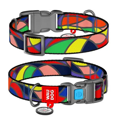 Нашийник для тварин WAUDOG Nylon з QR паспортом "Вітраж" пластиковий фастекс XXL (284-0051)