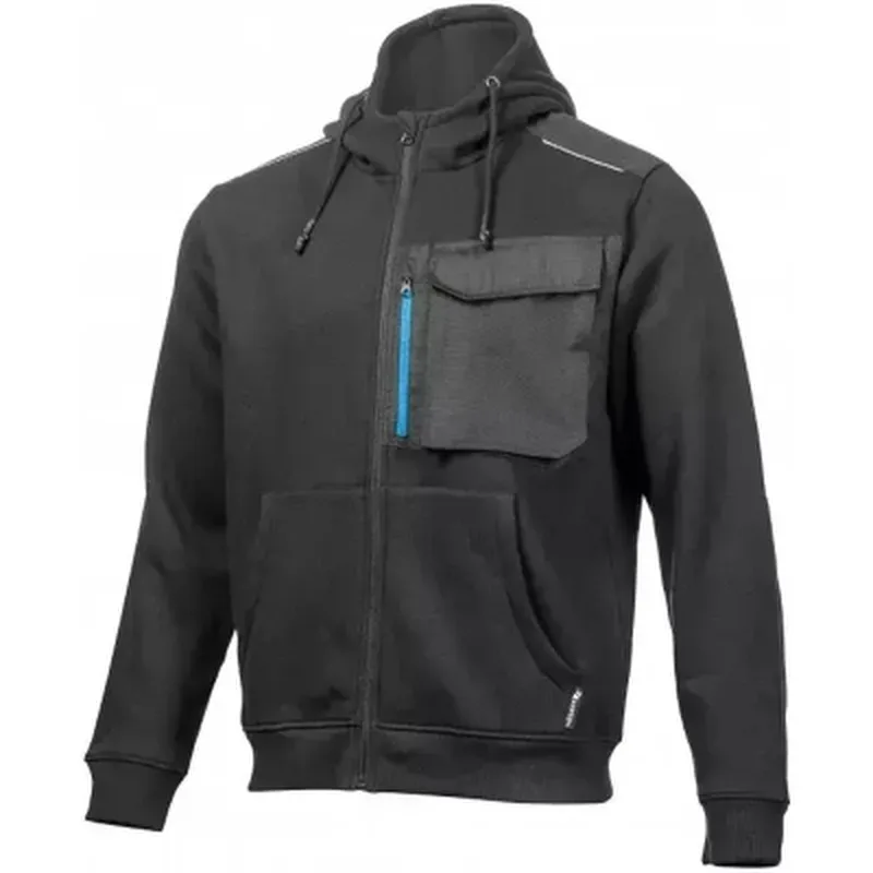 Кофта робоча Hoegert THEO HT5K903-M з капюшоном 65% бавовна/35% поліестер чорна, M (50) (HT5K903-M)