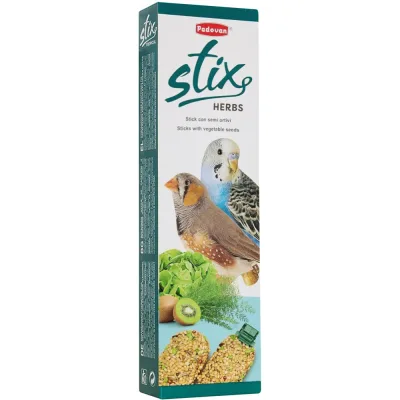 Ласощі для птахів Padovan Stix Herbs для хвилястих папуг та амадинів 80 г (8001254001418)
