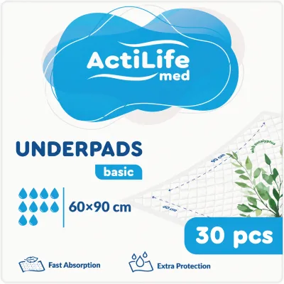 Пелюшки для малюків ActiLife Med Basic 60 х 90, 30 шт (4820174981488)