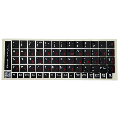 Наклейка на клавіатуру BestKey непрозора чорна, 68, червоний (BK13RED/025)
