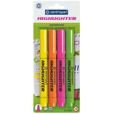 Набір маркерів Centropen Highlighter 8552/04, набір 4 шт. (блістер) (8552/4/BL)