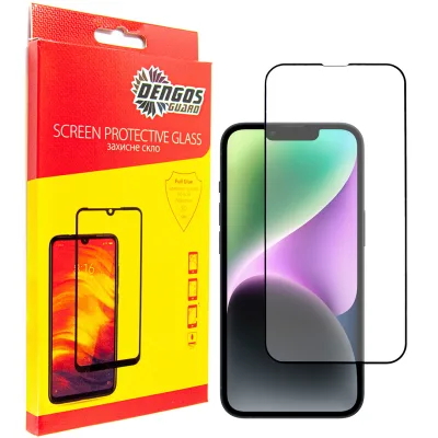 Скло захисне Dengos Full Glue iPhone 14 black frame (TGFG-230)