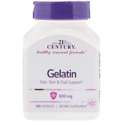 Амінокислота 21st Century Желатин, Gelatin, 600 мг, 100 капсул (CEN-22663)