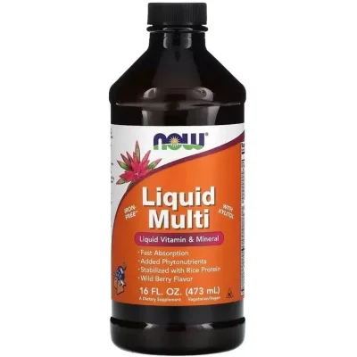 Мультивітамін Now Foods Рідкі мультивітаміни та мінерали, смак лісових ягід, Liqui (NOW-03773)