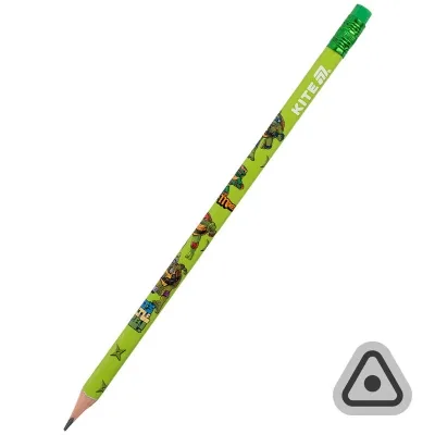 Олівець графітний Kite Ninja Turtles тригранний, з гумкою, НВ (NT25-046)