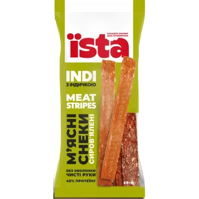 Мʼясні снеки ЇSTA Meat Stripes INDI сирокопчені 60 г (is.07345)