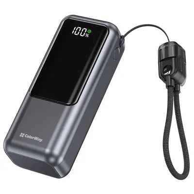 Батарея універсальна ColorWay 10 000 mAh Urban PD/22.5W, QC/4.0, Gray (CW-PB100LP03GR)