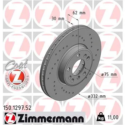 Гальмівний диск ZIMMERMANN 150.1297.52