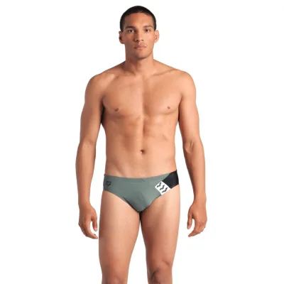 Плавки Arena Stripe Swim Briefs 007929-650 оливкй, чорний 80 (3468337395270)