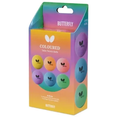 М'ячик для настільного теніса Butterfly Coloured Balls 6 шт (7011630440) (931944)